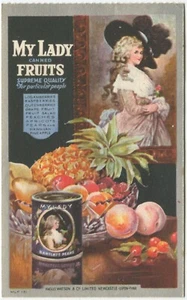 MY LADY CANNED FRUITS, ANGUS WATSON CO. NEWCASTLE UPON TYNE-Advertising Postcard - Picture 1 of 2