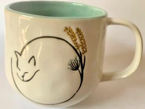 "A" Curled Up Cat 12-oz Porcelain TEA / COFFEE CUP - Dishwasher & Microwave-Safe - Picture 1 of 9