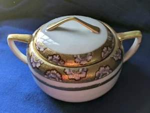 Vintage Nippon Japan Schale handbemalt gold gemustert mit Deckel - Bild 1 von 9
