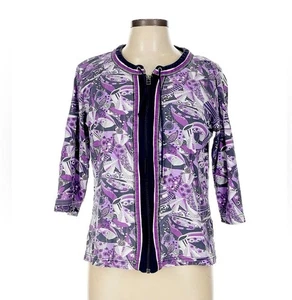 Christopher & Banks 100% cotton Top size 1X Zip Up Sweatshirt summer colourful - Picture 1 of 12