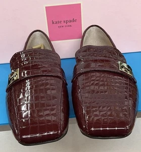 Kate Spade Darien Cherrywood Croc Embossed Patent Leather Loafers/Shoes - Picture 1 of 6