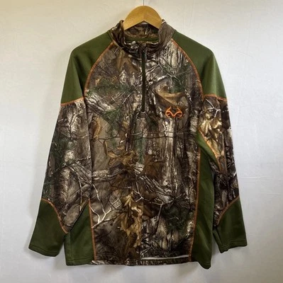 Real Tree Camo Long Sleeve Thermal Shirt Men’s 1/4 Zip Up Large - Image 1 of 4