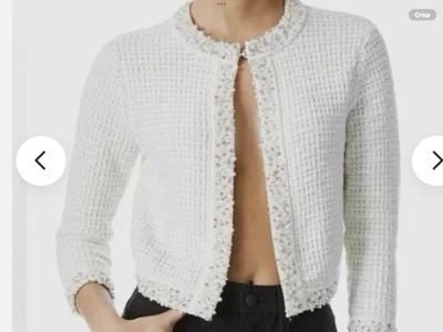 Alice & Olivia Akira Embellished Textured Wool-Blend Cardigan - Image 1 of 4
