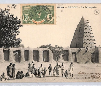 SENEGAL France Cols *SEGOU-LA MOSQUE* Postcard 1907 VIEW-SIDE FRANKING YF198 - Image 1 of 4