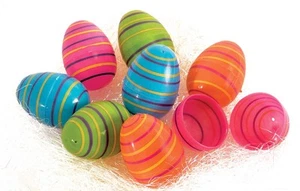 Striped Plastic Easter Eggs | Pack of 8 - Picture 1 of 1