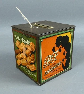 Vintage Peak Frean's Biscuits Shop Counter String Dispensing Tin c1930    #25205 - Imagem 1 de 4