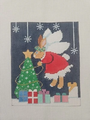 Shelly Tribbey NOEL THE BUNNY FAIRY Handpainted Needlepoint Canvas C822 10"x11" - Image 1 of 4