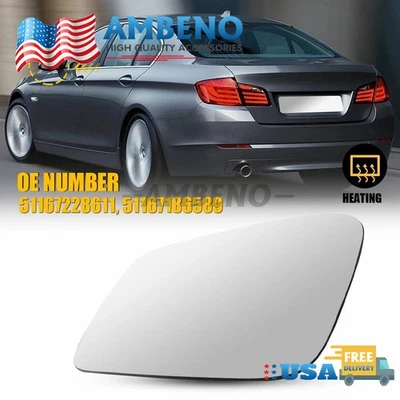 Driver Left Side Mirror Glass For 2010-2016 BMW 528i 535i 550i 4 Pin New Foto 1 de 4