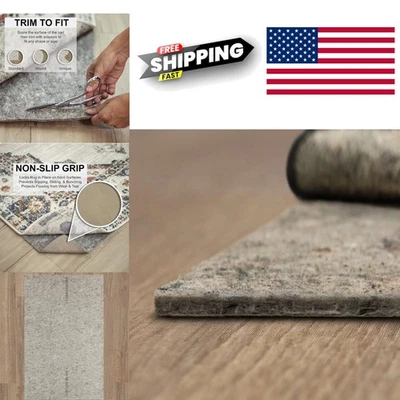 Large 8x10 Non Slip Rug Pad Thick Felt Rubber Gripper Safe for Hardwood and Tile - Imagem 1 de 4