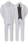 Baby Kid Teen Boy White Formal Wedding Suit Tuxedo + Color Necktie Vest sz S-20