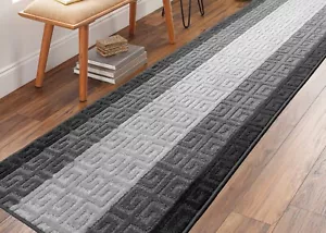 Non Slip, Hallway, Kitchen Runner Rug, Your Choice of Length, Anthracite & Grey - Picture 1 of 7