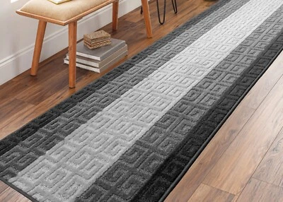 Non Slip, Hallway, Kitchen Runner Rug,  Your Choice of Length, Anthracite & Grey - Image 1 of 4