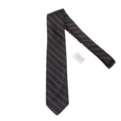 Italo Ferretti новый с Ярлыками шеи галстук в черно-белые полосы 100% шелк сделано в Италии - Изображение 1 из 4