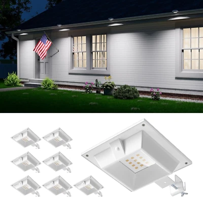 8 Pack White Solar Powered Gutter Lights Outdoor Decorative Waterproof 12 Leds Y - Image 1 of 4