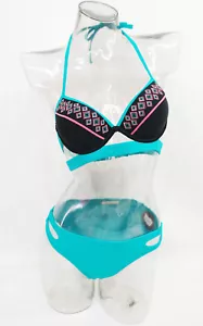 SO Teal Push Up Cut-Out 2-Piece Bikini Set Swimwear Juniors' XS,S,M,XL #2094 - Picture 1 of 6