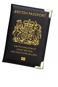 Funda protectora para pasaporte británico Reino Unido billetera Brexit identificación de viaje estuche de cuero - Imagen 1 de 3