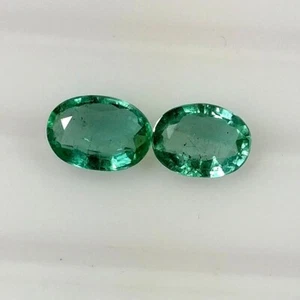 1.42ct Natural Zambian Emerald oval nice green good luster matching pair gems - Picture 1 of 4