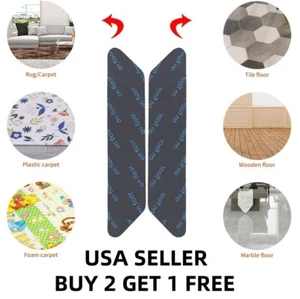 8PCS Carpet Mat Grippers Anti Slip Rubber Rug Sticker Skid Tape Reusable - Picture 1 of 8