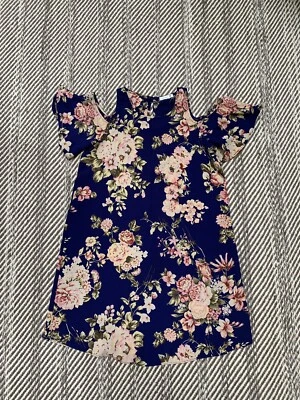 Womens Soprano Dress Floral Navy Cold Shoulder Small - Image 1 of 4