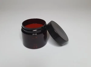 Plastic Jar, PET Plastic 50ml Amber Jar And Black Lid With EPE Liner ANY AMOUNT - Picture 1 of 3