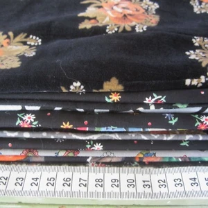 832g Bulk sale Lot Vintage Fabric LARGE RMNT PIECES craft sewing patchwork BLACK - Picture 1 of 10
