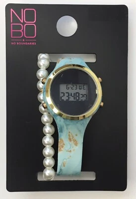 Reloj Pulsera Mujer No Boundaries Tono Azul Aqua y Dorado con Pulsera Estilo Verano Foto 1 de 3