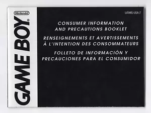 Game Boy Consumer Information And Precautions Booklet Fold Out U/DMG-USA-7 - Picture 1 of 10