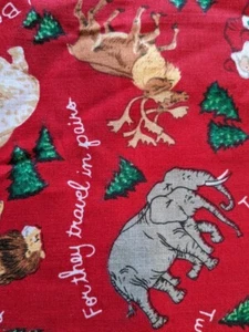 Fabic Traditions Vtg. 1995 Fabric Joyce Cleveland # 5417 "Two of Each Kind" Red - Picture 1 of 4