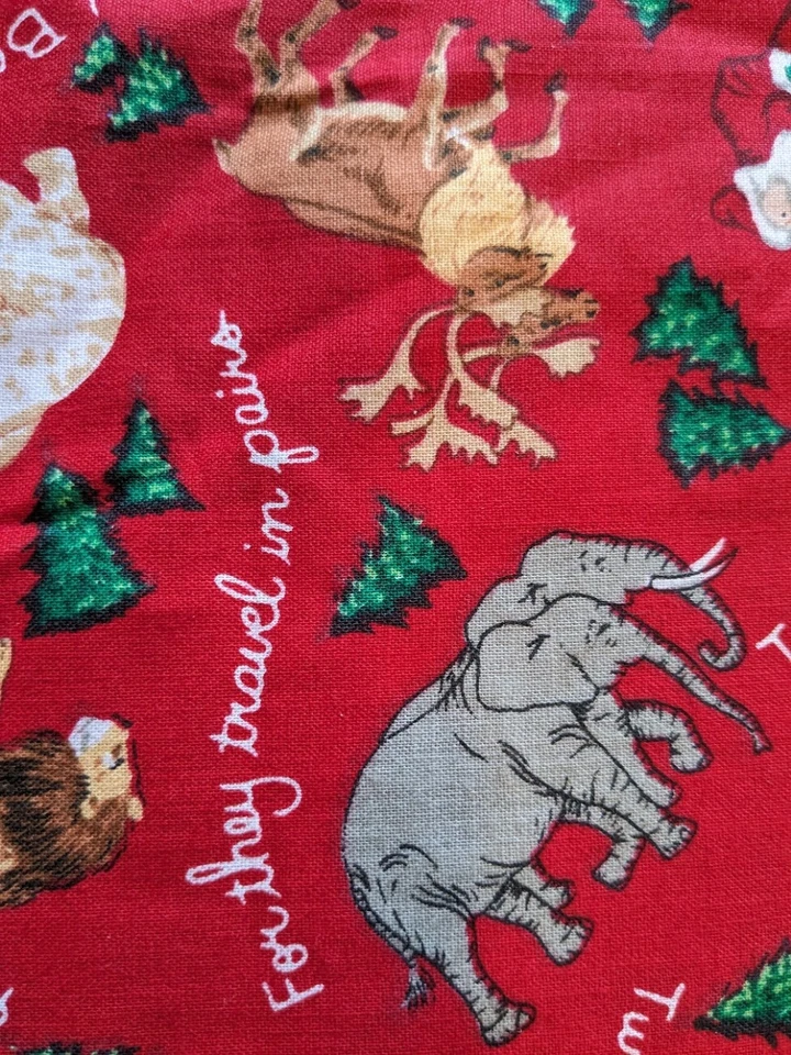 Fabic Traditions Vtg. 1995 Fabric Joyce Cleveland # 5417 "Two of Each Kind" Red - Image 1 of 4