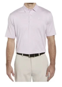 Callaway Polo Stripe￼ Shirt Pink Heather Medium￼Golf Short Sleeve Collar Button - Picture 1 of 6