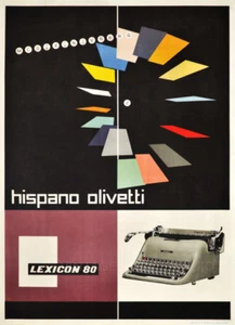 Póster Hispano Olivetti Colección Máquina de escribir Publicidad Giclee Estampado en Lona 14x20 - Imagen 1 de 3