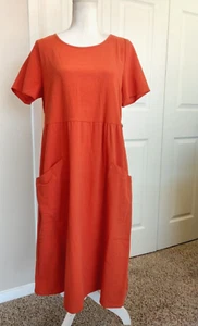 NWT Women Sz XL Emery Rose Babydoll Textured Solid Peasant Retro Red Dress (0891 - Picture 1 of 10