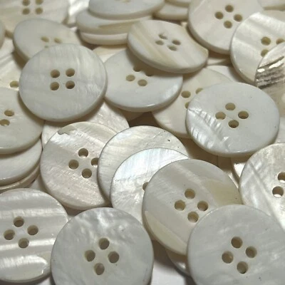 Matte White "Real" Freshwater Shell Button Blazer Size Flat Face 23mm 7/8" 4hole - Image 1 of 3