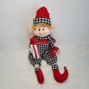 Christmas Houndstooth Elf 17" Shelf Sitter JWM Designed by Becca #75877 NOS - Picture 1 of 10