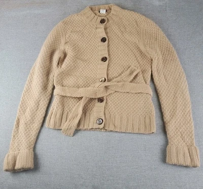 Suéter J Crew Mujer Pequeño Beige Lana Cachemira Angora Cárdigan Bolsillos con Cinturón Foto 1 de 4