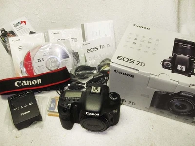 CANON EOS 7D DIGITAL DSLR Camera Body with Battery, Charger, Manuals in BOX - Image 1 of 4