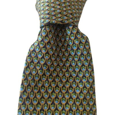 Corbata para hombre Metropolitan Museum of Art tejida de seda 59x3,5 azul, verde, dorado Foto 1 de 3