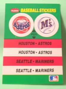 1988 Fleer - Team Stickers Houston Astros, Seattle Mariners Oakland Alameda Sta - Picture 1 of 2