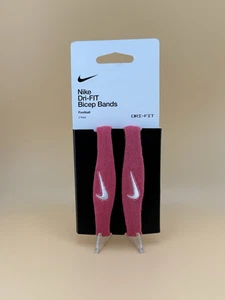 Nike Pro Dri-Fit Adult Skinny Bicep Bands Football Wristbands Pink/White - Picture 1 of 2