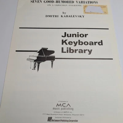 Kabalevsky Seven Good Humored Variations Ukrainian Folksong Piano Sheet F4 - Image 1 of 4