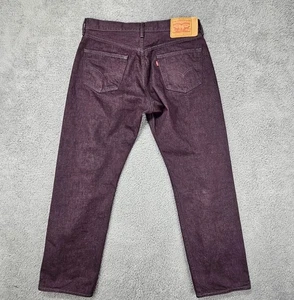 Levi's 501 Jeans Men's 34x30 White Oak Cone Denim Button Fly Burgundy Purple - Picture 1 of 14