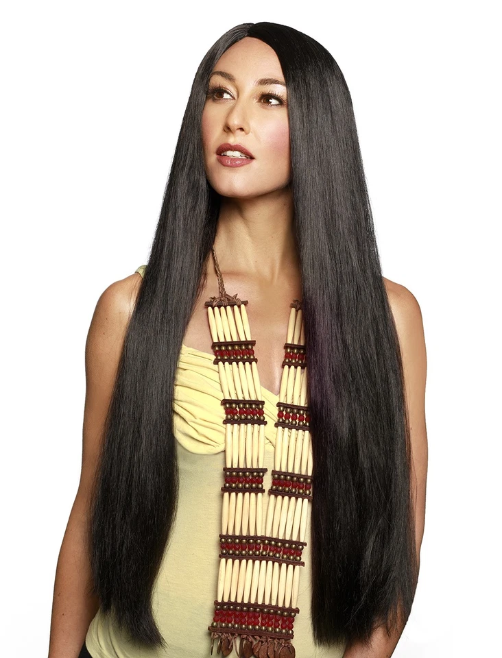 Peluca Princesa Americana - Hippie - Negra - Accesorio de Disfraz - Talla Única Foto 1 de 1