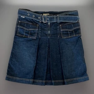 Burberry Denim Cargo Faltenrock mit Gürtel Made in Italy Größe USA 10  - Bild 1 von 12