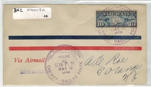 1926 ROESSLER AVIATION FIRST FLIGHT AIRMAIL MOLINE ILLINOIS CAM 3N2 & C7 MAP - Picture 1 of 1