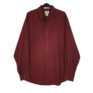 L.L.BEAN Burgundy Shirt Herringbone Long Sleeve Cotton Mens M - Picture 1 of 4
