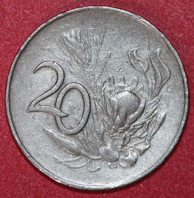 South Africa  1966 20 Cents, Jan Van Riebeeck, Protea Flower-Foreign Coin 24.2mm - Image 1 of 2