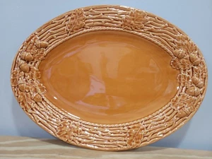 Bordallo Pinheiro Oak Leaf Gold 15" Earthenware Oval Platter - Picture 1 of 9