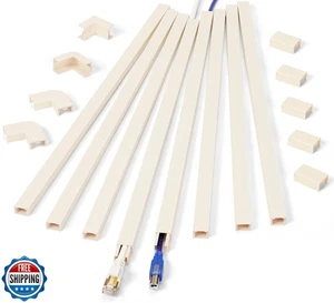 Cord Hider Wall for One Cord, 136in Wire Covers Wall, Easy Install Cable Cove - Afbeelding 1 van 5