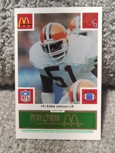 1986 McDonalds Cleveland Browns Green Tab Eddie Johnson Card - Picture 1 of 6