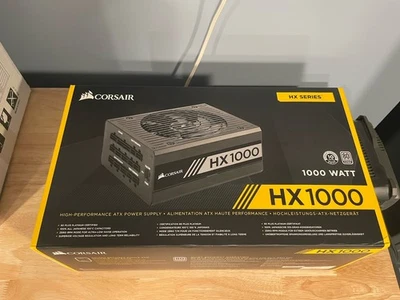 Corsair HX1000 Power Supply 1000W 80 Plus Platinum W/ Cables Gaming PSU OPEN BOX - Image 1 of 4